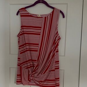 Truth + Style Red and White Patterned Tank Top